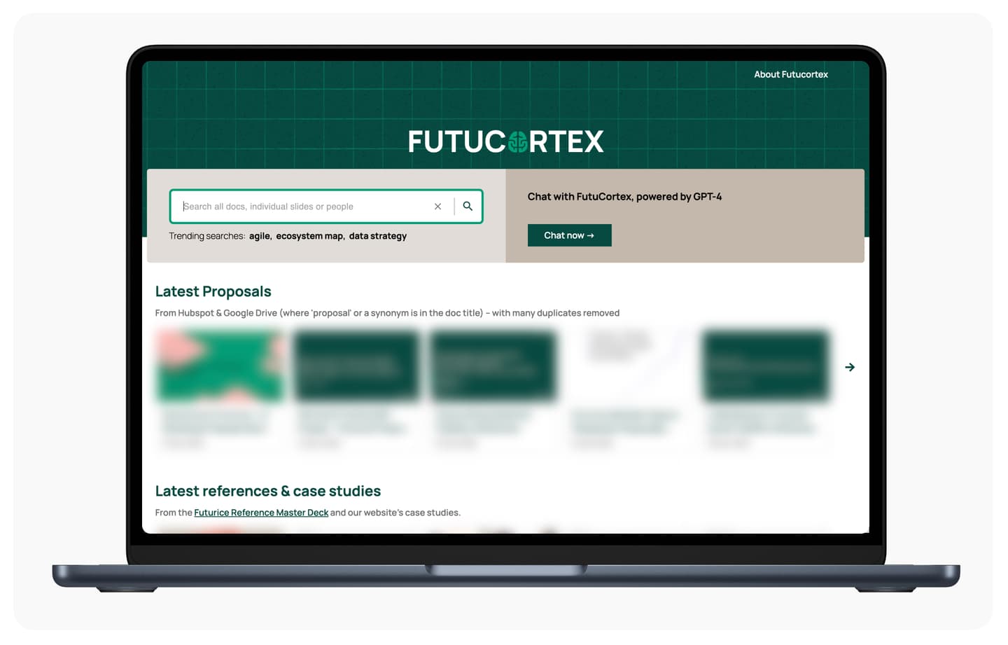 A picture of a laptop with FutuCortex open